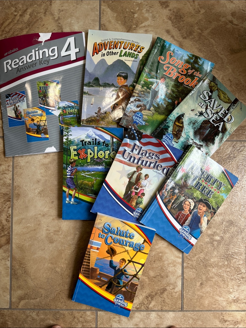 Abeka Reading 4 Homeschool Curriculum Lot - 8 Books & Answer Key